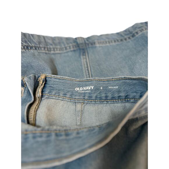 Old Navy Jean Skirt High Rise Denim Midi Light Wash A-Line Size XS/S - Picture 3 of 8